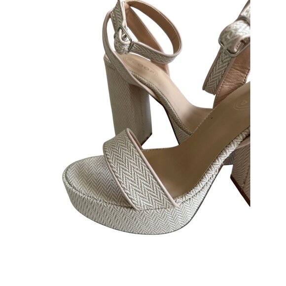 SCOOP Herringbone Cream Platform Sandals Heels Size 8.5 - Picture 3 of 7